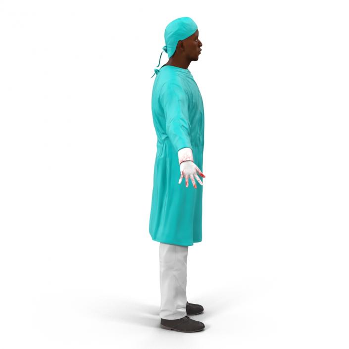 3D Male African American Surgeon 4 Rigged model