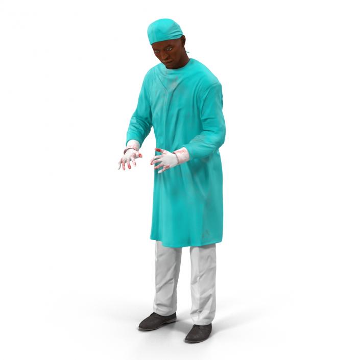 3D Male African American Surgeon 4 Rigged model