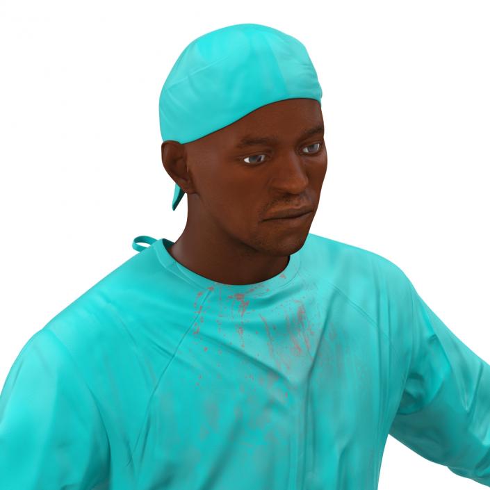 3D Male African American Surgeon 4 Rigged model