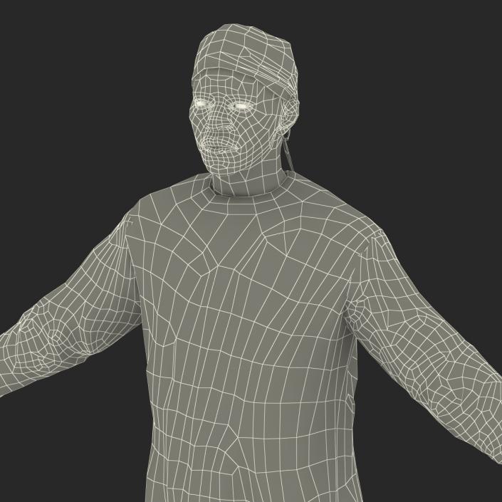 3D Male African American Surgeon 4 Rigged model