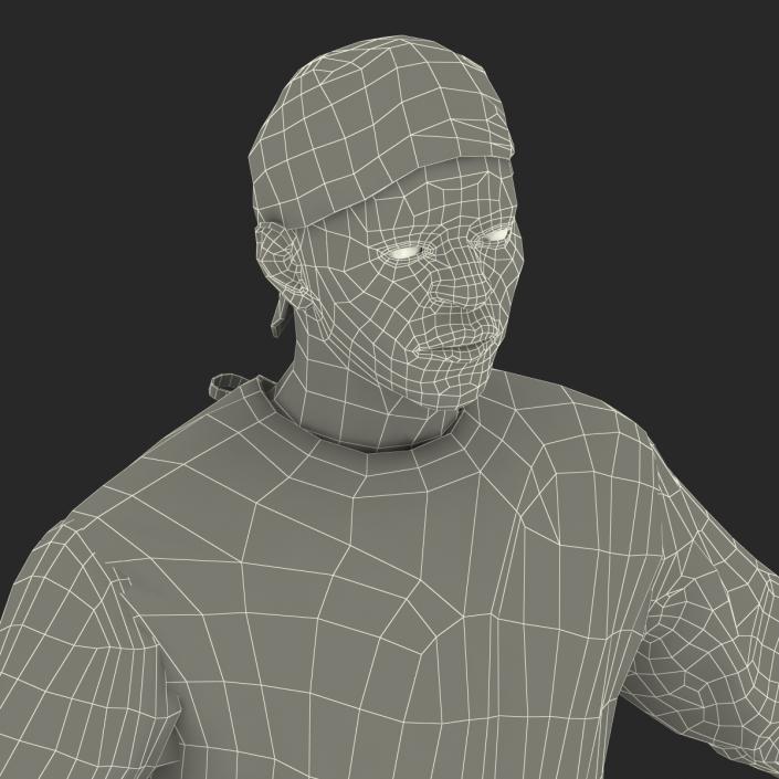 3D Male African American Surgeon 4 Rigged model