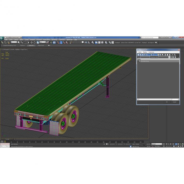 3D model Flatbed Trailer