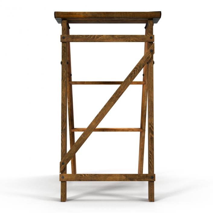 Old Wooden Step Ladder 2 3D model