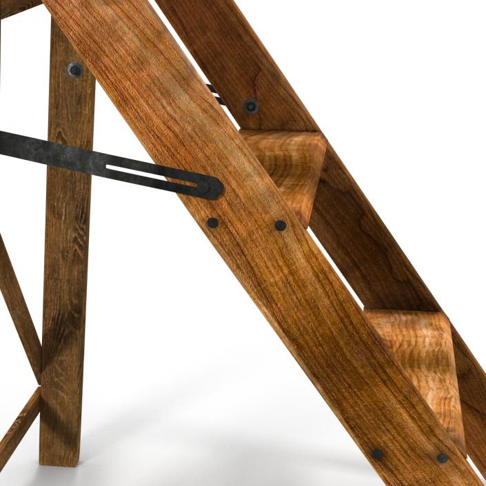 Old Wooden Step Ladder 2 3D model