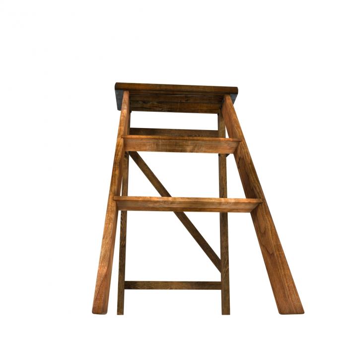 Old Wooden Step Ladder 2 3D model