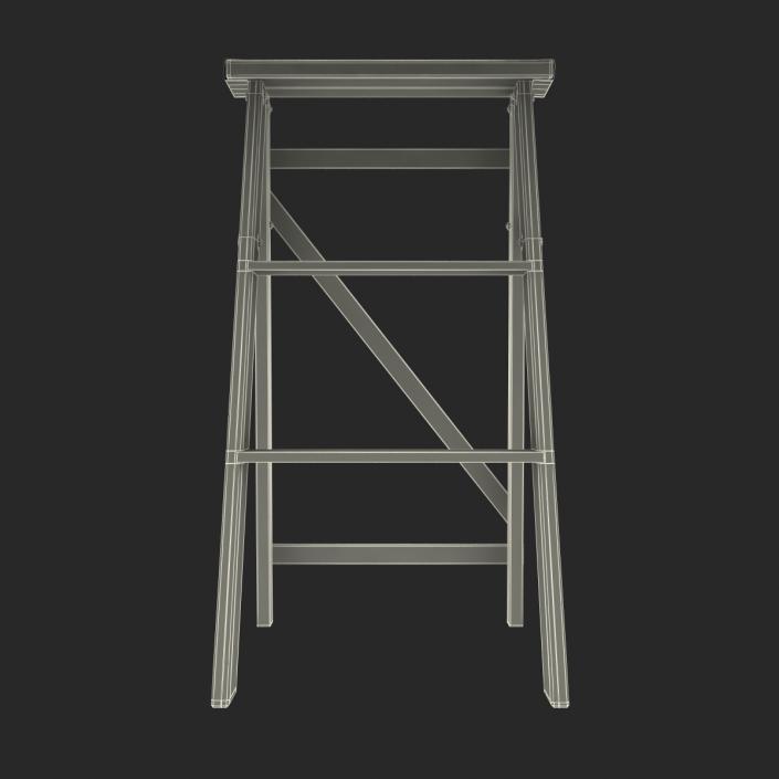 Old Wooden Step Ladder 2 3D model