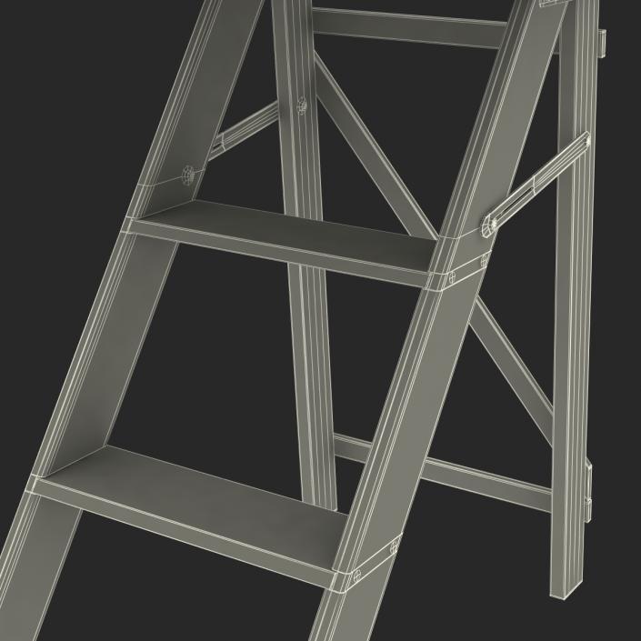 Old Wooden Step Ladder 2 3D model