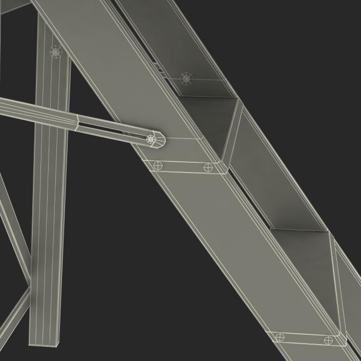 Old Wooden Step Ladder 2 3D model