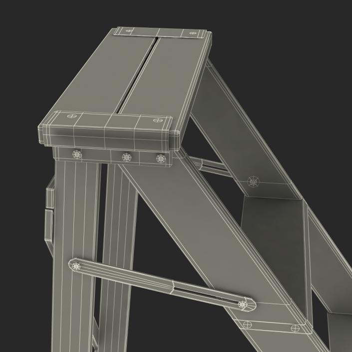 Old Wooden Step Ladder 2 3D model