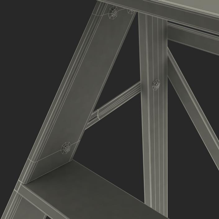 Old Wooden Step Ladder 2 3D model