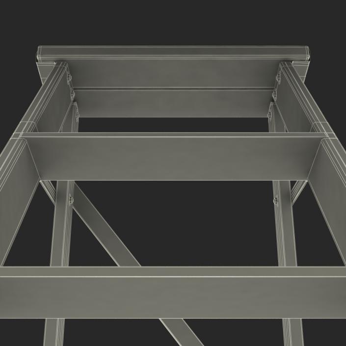 Old Wooden Step Ladder 2 3D model