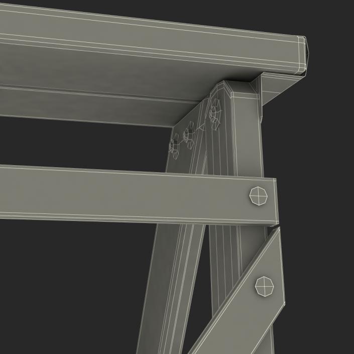 Old Wooden Step Ladder 2 3D model