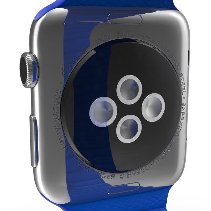 3D Apple Watch Blue Leather Magnetic Closure