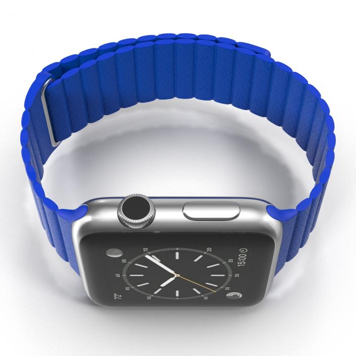 3D Apple Watch Blue Leather Magnetic Closure 2 model