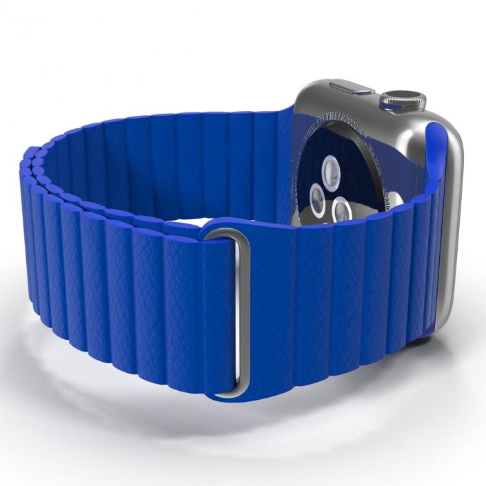 3D Apple Watch Blue Leather Magnetic Closure 2 model