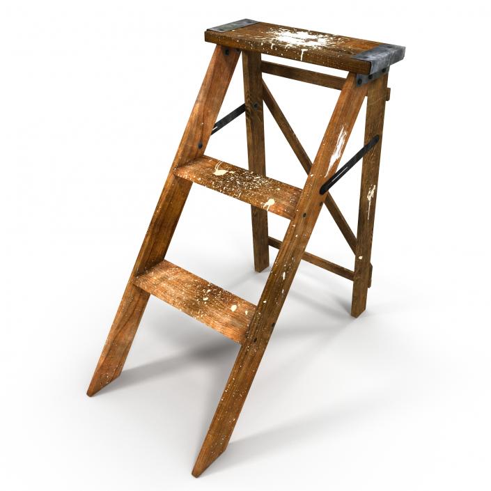 Old Wooden Step Ladder 3D