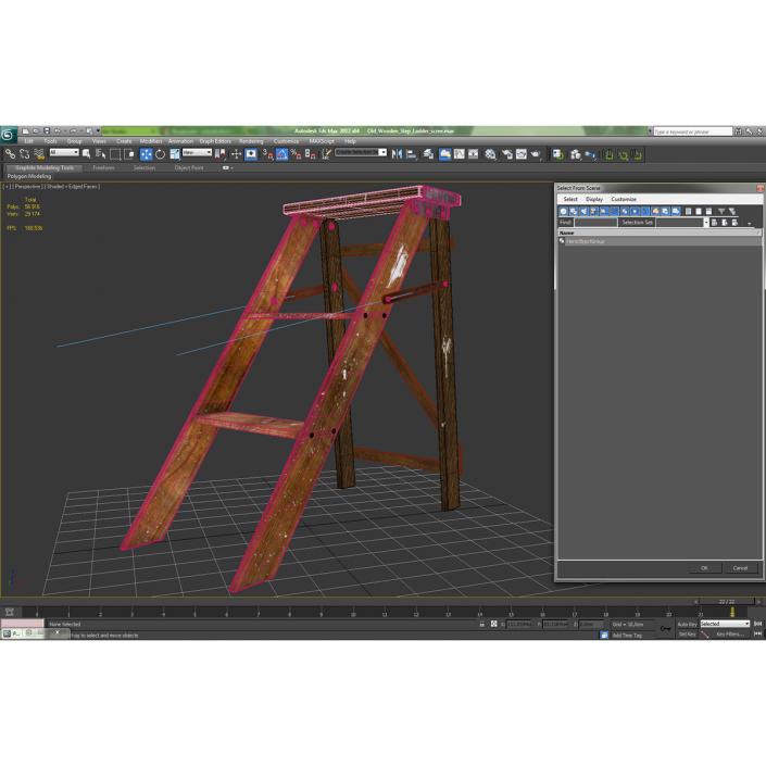 Old Wooden Step Ladder 3D