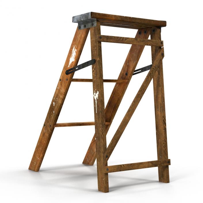 Old Wooden Step Ladder 3D