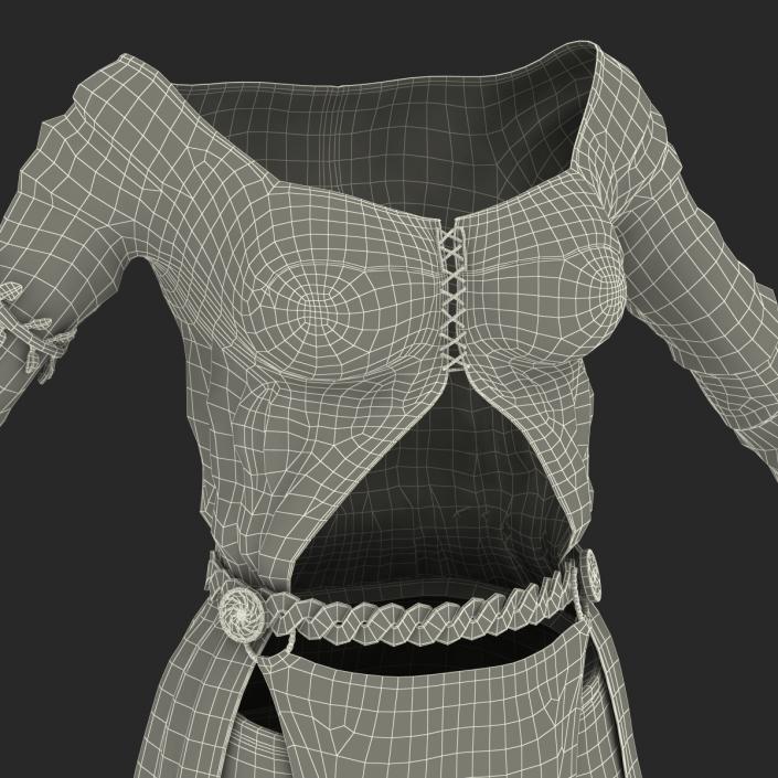 3D Female Medieval Clothes model