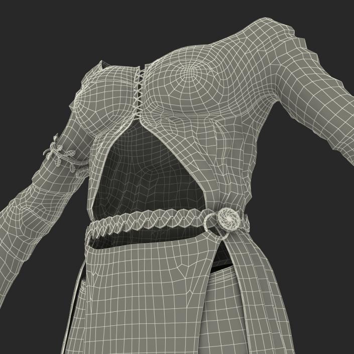 3D Female Medieval Clothes model