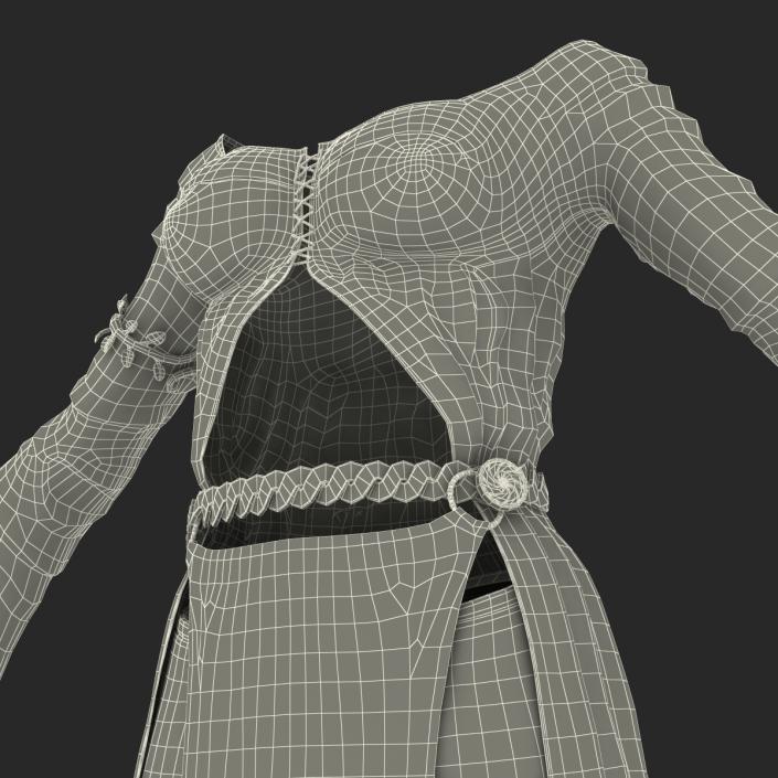 3D model Female Medieval Clothes 2