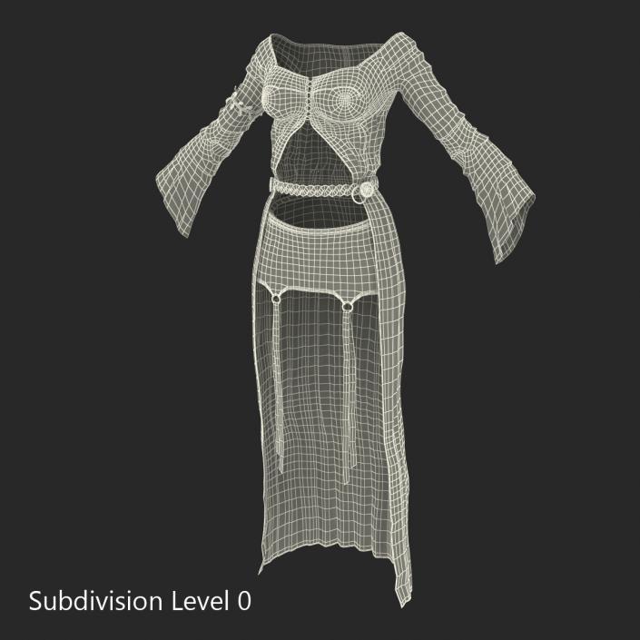 3D model Female Medieval Clothes 4