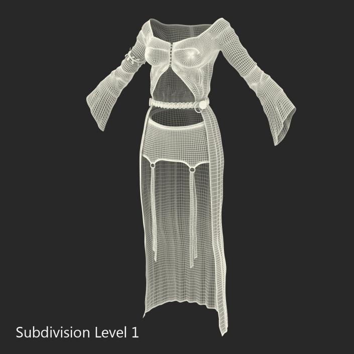 3D model Female Medieval Clothes 4