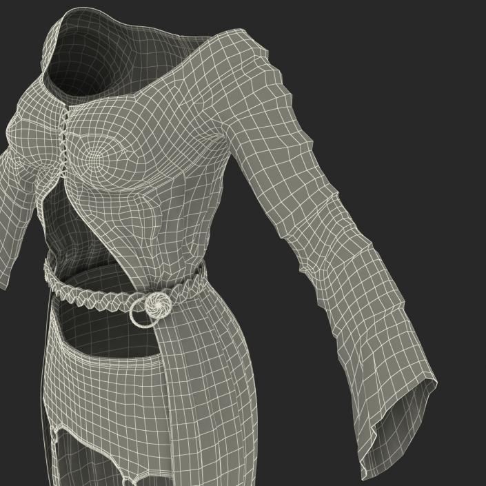 3D model Female Medieval Clothes 4