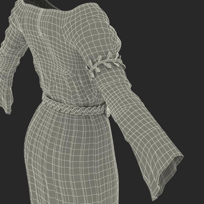 3D model Female Medieval Clothes 4