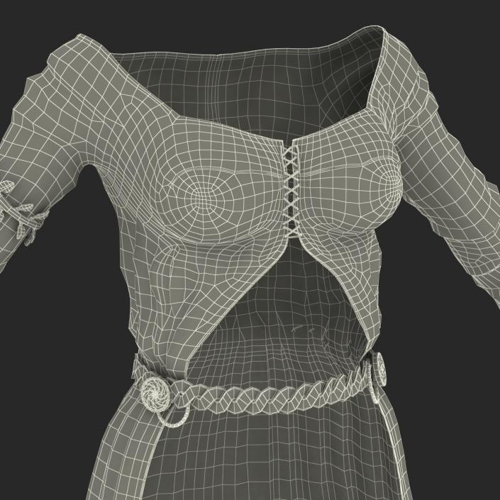 3D model Female Medieval Clothes 5