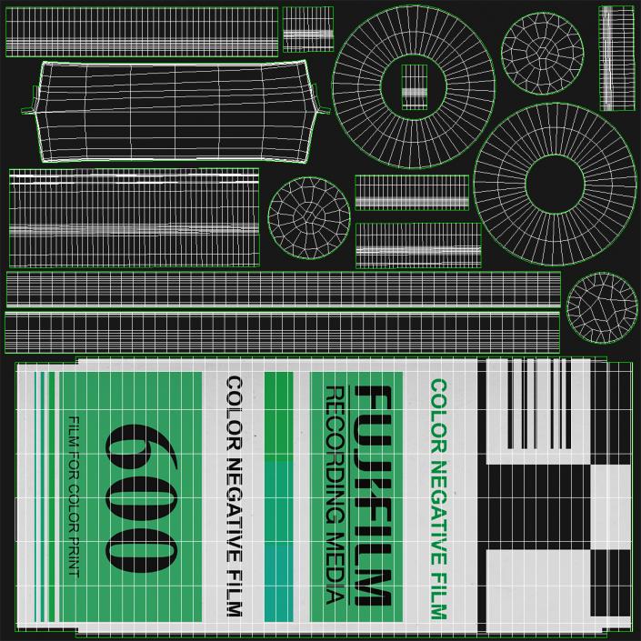 35mm Film Roll Green Set 3D model