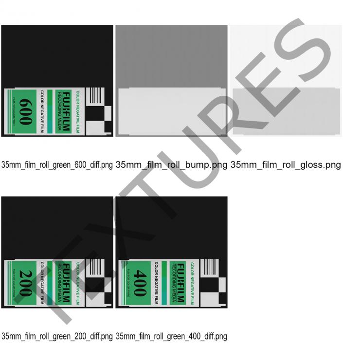 35mm Film Roll Green Set 3D model