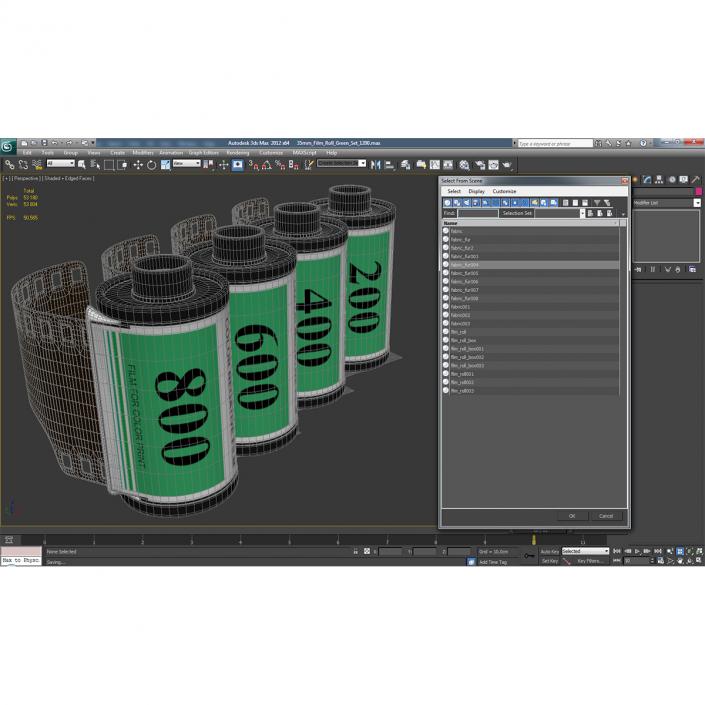 35mm Film Roll Green Set 3D model