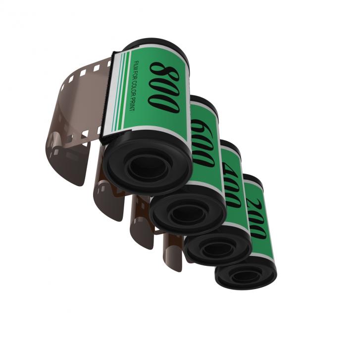 35mm Film Roll Green Set 3D model