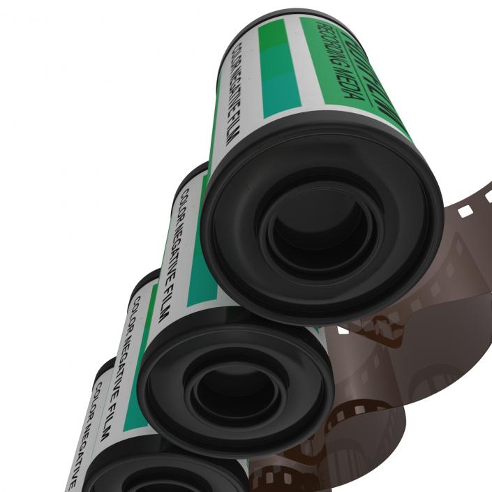 35mm Film Roll Green Set 3D model