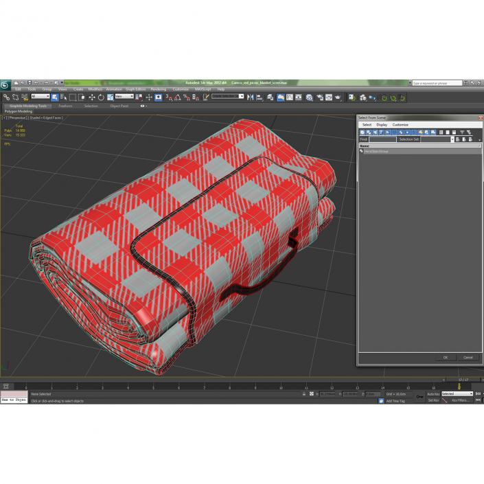 3D model Picnic Blanket Red Folded