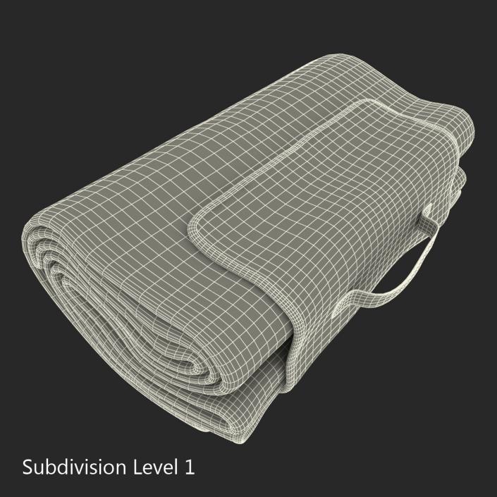 Picnic Blanket White Folded 3D