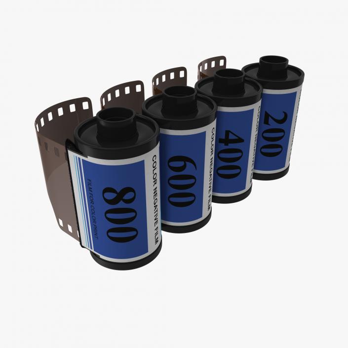 3D Film Roll 35mm Blue 3D Models Set model