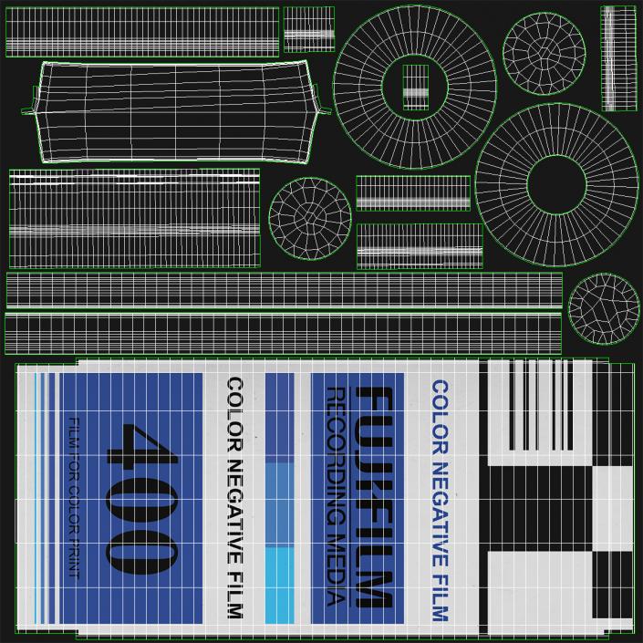 3D Film Roll 35mm Blue 3D Models Set model