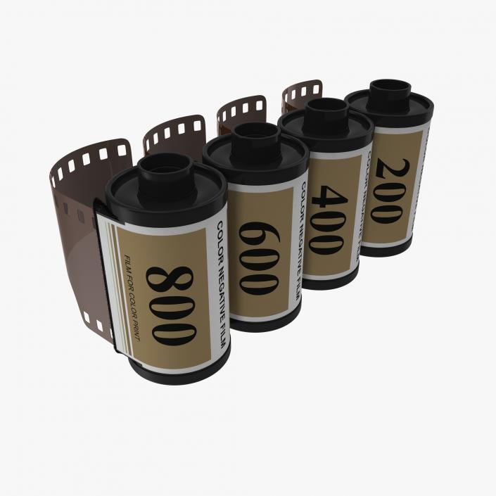 3D Film Roll 35mm Gold 3D Models Set model