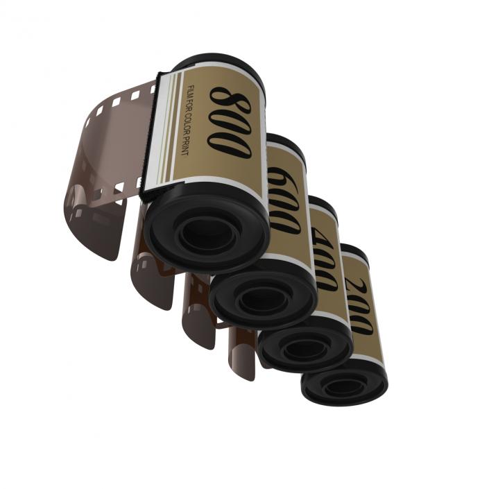 3D Film Roll 35mm Gold 3D Models Set model