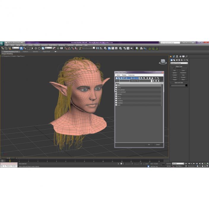 3D model Female Elf Head with Hair