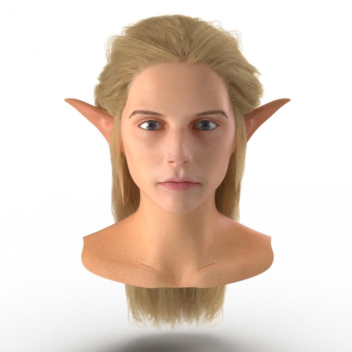 3D model Female Elf Head with Hair