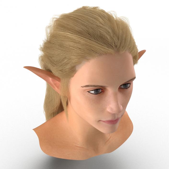 3D model Female Elf Head with Hair