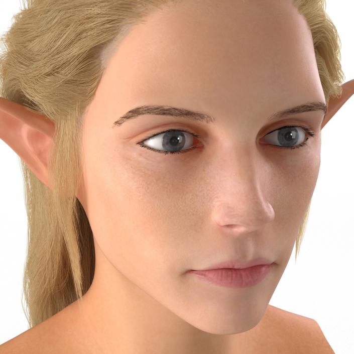 3D model Female Elf Head with Hair