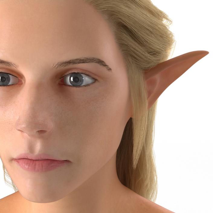 3D model Female Elf Head with Hair