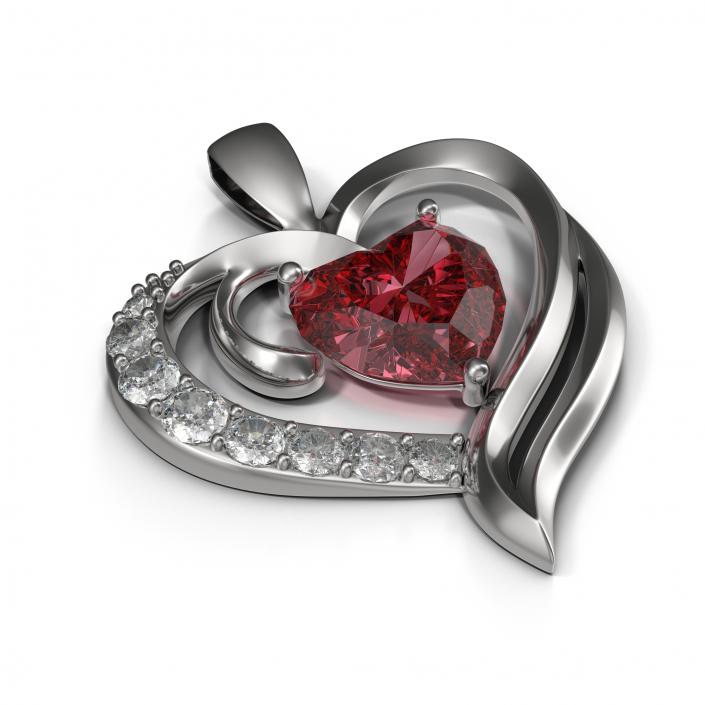 Ruby Heart Necklace 3D model