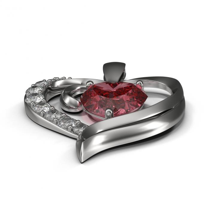 Ruby Heart Necklace 3D model