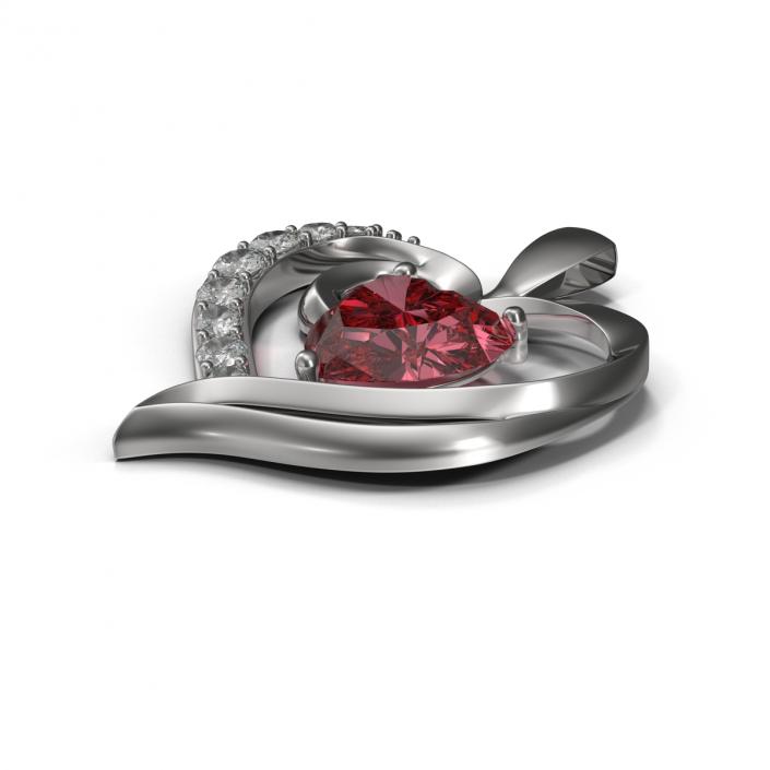 Ruby Heart Necklace 3D model