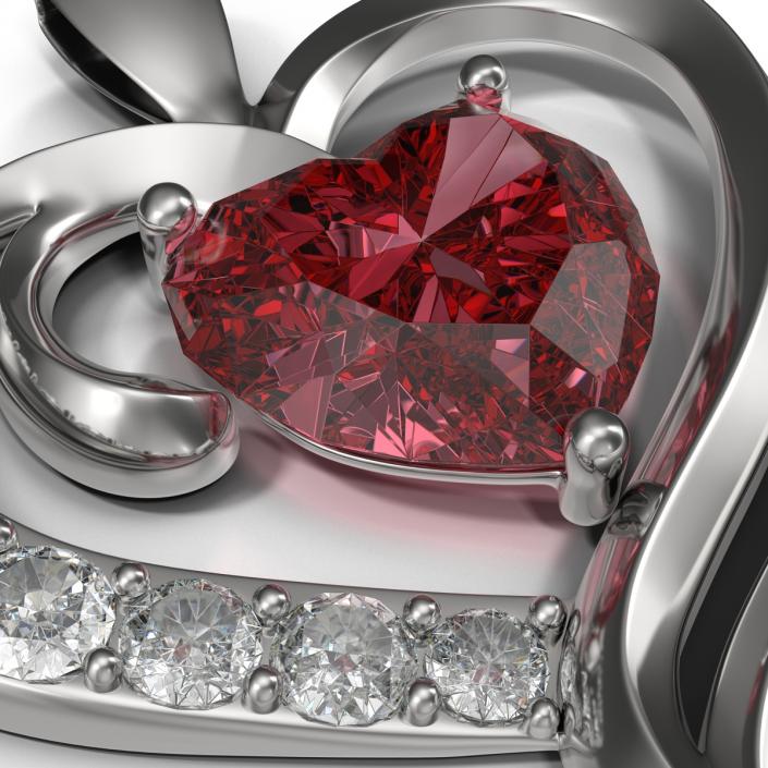 Ruby Heart Necklace 3D model